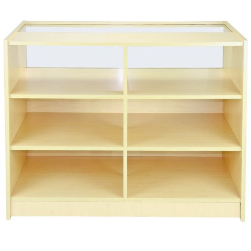 MonsterShop A1200 Shop Counter Retail Showcase Display Cabinet, Maple, 120cm x 90cm x 60cm