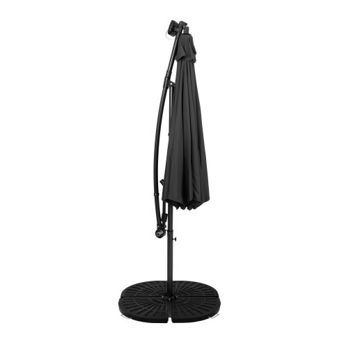 LED Cantilever Parasol 3m With Full Fan Base - Grey