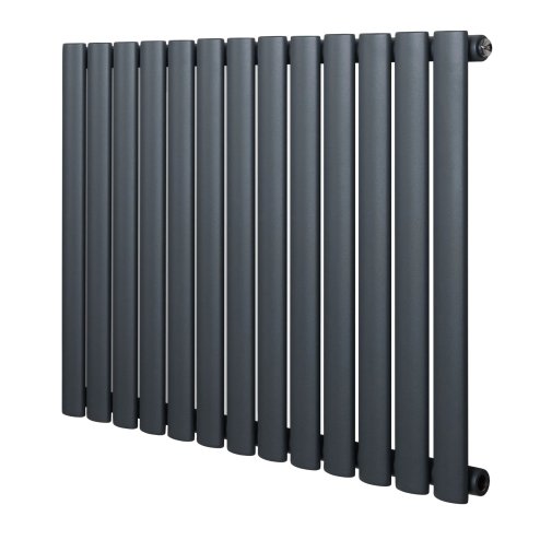 Oval Single Column Radiator - 600 x 780mm - Anthracite Grey