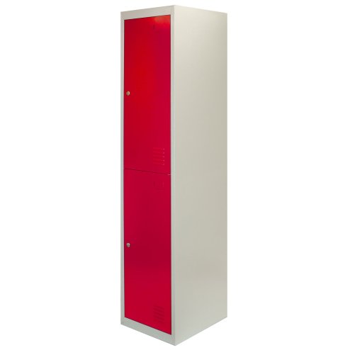 MonsterShop 3 x 2 Door Metal Storage Lockers, Red & Grey Steel Lockable Unit, Staff Gym School Changing Room