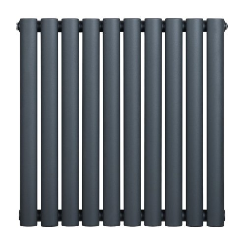 Oval Single Column Radiator - 600 x 600mm - Anthracite Grey