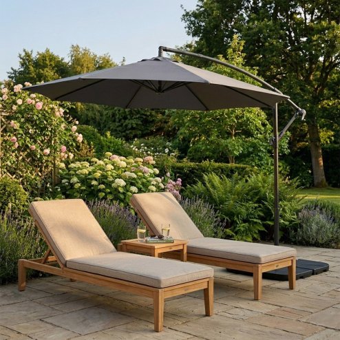 Cantilever Parasol 3m With Square Base - Grey