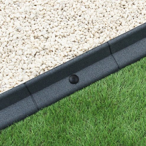 Flexible Lawn Edging Garden Border Grass Pathways Path Edge Vegetable Plot Flowerbed Raised Borders Rubber Artificial Grass Grey | Pack of 8 x 1.2m
