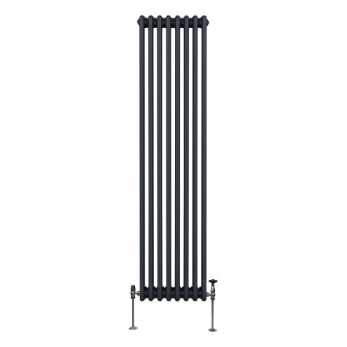 Traditional 3 Column Radiator 1800mm x 382mm Modern Central Heating Heater Matt Anthracite Grey Carbon Steel Vertical Wall Mounted Kitchen Living Room Bathroom Cleaning Brush Fixing Kit & Brackets