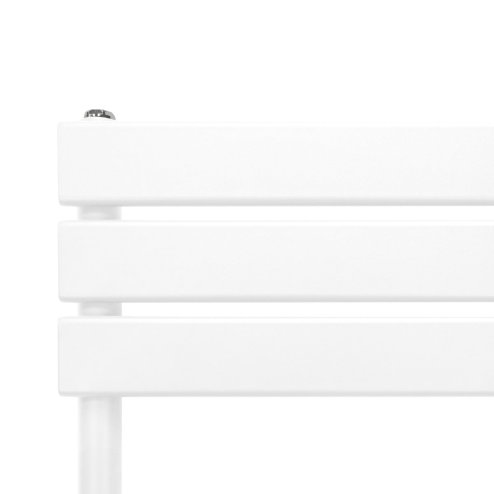 Vertical Towel Radiator Designer Flat Panel 1200mm x 450mm Bathroom Heated Rail Gloss White Central Heating Ladder Heater Wall Mounted Carbon Steel FREE Cleaning Brush Fixing Kit & Brackets