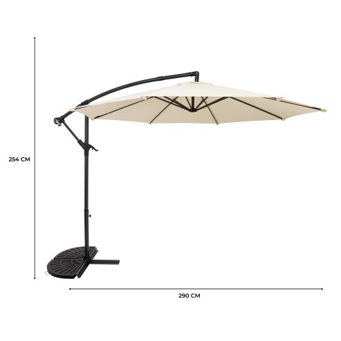 Cantilever Parasol 3m With Half Fan Base - Cream