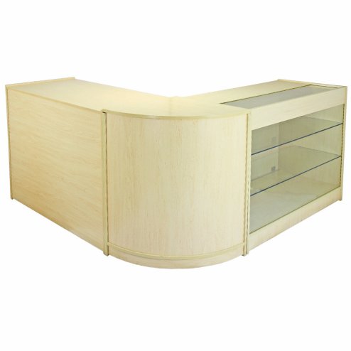 MonsterShop Saturn Shop Counters Set & Glass Retail Showcase Cabinet Display, Maple, Melamine MDF