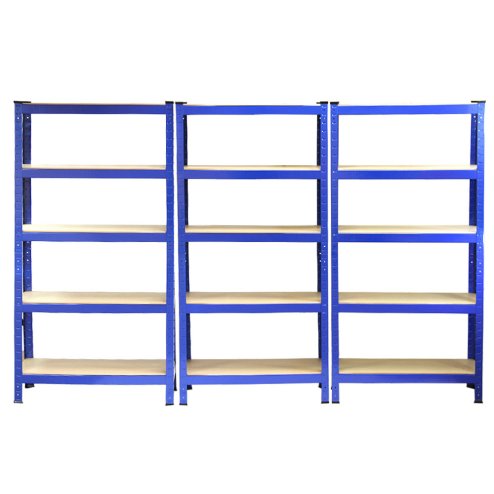 Racking Storage Shelving 75cm Heavy Duty Garage 5 Tier Black & Blue Steel Shelf Unit 75cm x 30cm x 150cm (3, Blue)