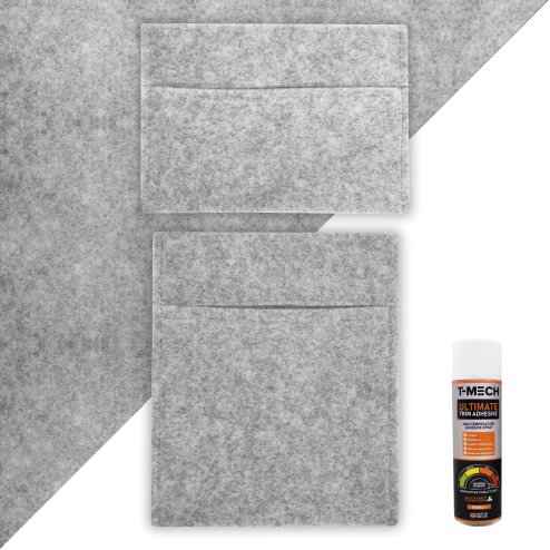 Camper Van Lining 2 Storage Pouches 5 Cans Adhesive Glue Silver Grey Carpet 4 Way Stretch 2m Wide 11m2 Coverage Car Motorhome Vehicle Campervan Conversion 2 Size Tool Document Pocket Organiser Holder