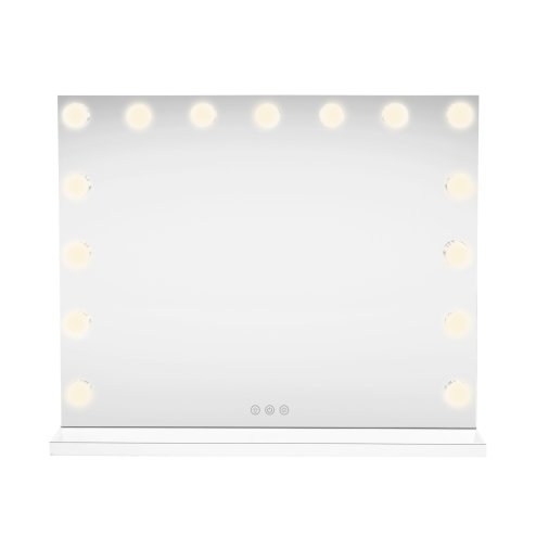 Light Up Hollywood Mirror 15 LED Vanity Makeup Table Wall Touch Screen Dimmable 3 Colour Modes Bluetooth Speaker 2 Charging Ports USB-A & USB-C Microfibre Cleaning Cloth 10 x Magnification Mirror