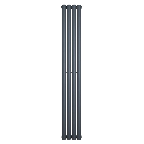 Oval Single Column Radiator - 1600 x 240mm - Anthracite Grey