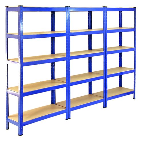 10 x Blue Racking Bay Unit 5 Tier Heavy Duty Steel Metal 280kg capacity Per Shelf Garage Shelves Storage Warehouse Shed Workshop Boltless Shelving 120cm x 45cm x 180cm Free Rubber Mallet