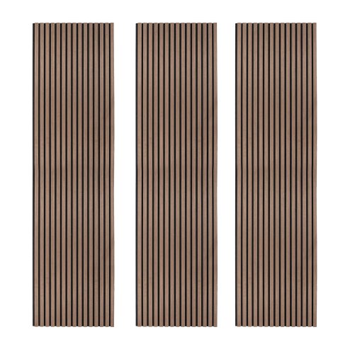 Acoustic Slat Wall Panels x 3 - Dark Walnut