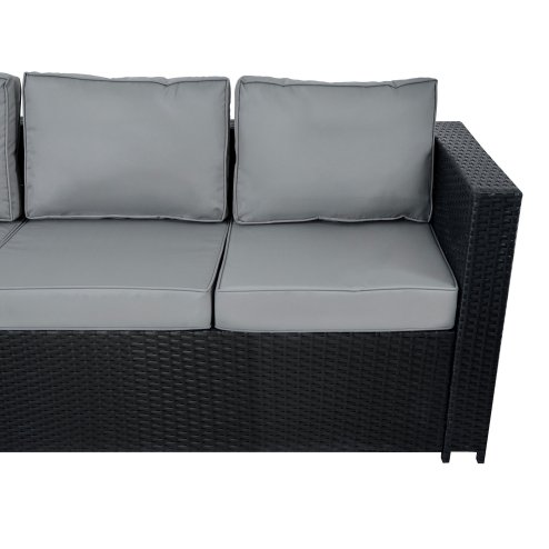 8 Seater Rattan Furniture Set With Firepit - Black