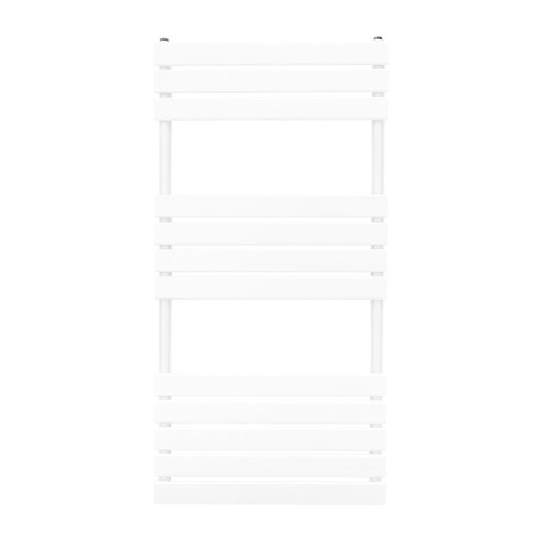 Vertical Towel Radiator Designer Flat Panel 1200mm x 600mm Bathroom Heated Rail Gloss White Central Heating Ladder Heater Wall Mounted Carbon Steel FREE Cleaning Brush Fixing Kit & Brackets