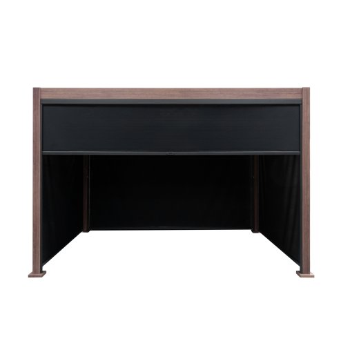 Wood Effect Aluminium Pergola With Blinds - 3m x 3m