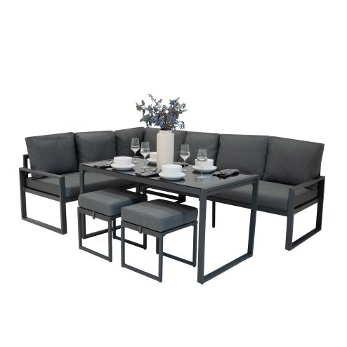 Aluminium Corner Sofa Set - Anthracite Grey