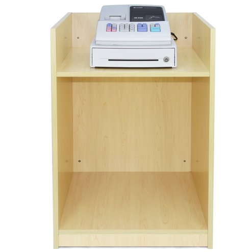 MonsterShop TB60 Reception Cash Till Desk, Maple, 60cm x 90cm x 60cm, Melamine MDF