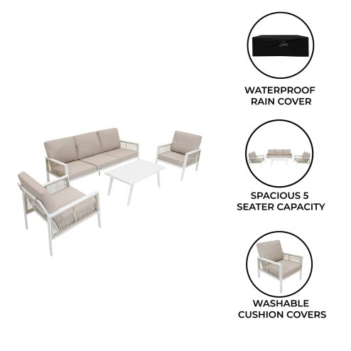 Aluminium 4 Piece Sofa Set - White