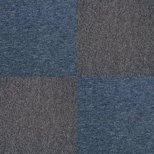 Carpet Tiles 40 x Charcoal Black & Storm Blue 10 Metres Squared Heavy-Duty Commercial Hard-Wearing Domestic Flooring Premium Office Home 50cm x 50cm MonsterShop