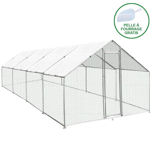 Walk In Chicken Run Cage Coop 4m x 8m x 2m Dog Pen House Kennel Large Metal Enclosure Rabbits Ducks Poultry Roof Cover Shelter Sunshade Pets Outdoor Backyard Farm Animal