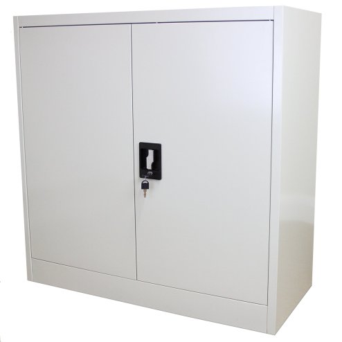 Metal Office 2 Doors Filing Cabinet Flatpack Document File Compartments Lockable Storage Cupboard Unit 90cm