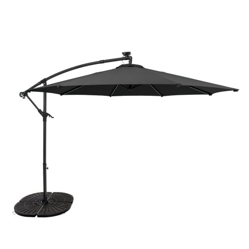 LED Cantilever Parasol 3m With Full Fan Base - Grey