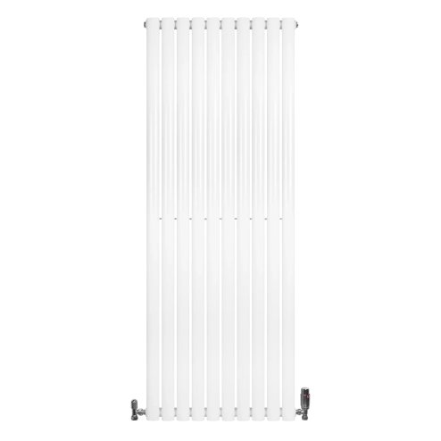 Oval Single Column Radiator & Valves - 1600mm x 600mm - White