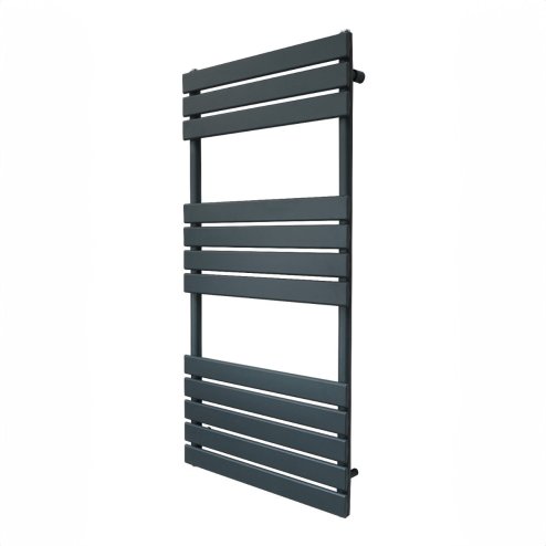Vertical Towel Radiator Designer Flat Panel 1200mm x 600mm Bathroom Heated Rail Matt Anthracite Grey Central Heating Ladder Heater Wall Mounted Carbon Steel FREE Cleaning Brush Fixing Kit & Brackets