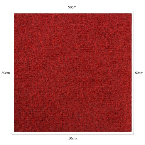 Carpet Tiles 40 x Charcoal Black & Scarlet Red 10 Metres Squared Commercial Hard Wearing Heavy Duty Domestic Dark Grey Premium Office Home Flooring 50cm x 50cm