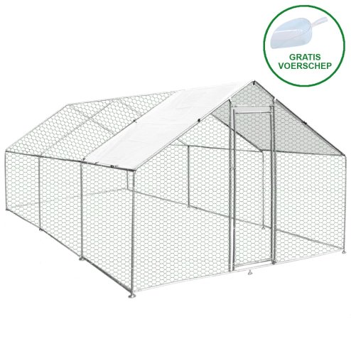 Walk In Chicken Run Cage Coop 4m x 6m x 2m Dog Pen House Kennel Large Metal Enclosure Rabbits Ducks Poultry Roof Cover Shelter Sunshade Pets Outdoor Backyard Farm Animal