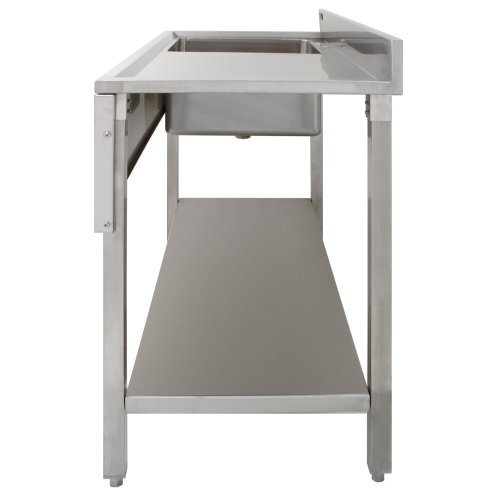 KuKoo Commercial Kitchen Catering Sink & Pre-Rinse Mixer Tap, RH Drainer Stainless Steel, 1.0 Bowl, 120cm Wide