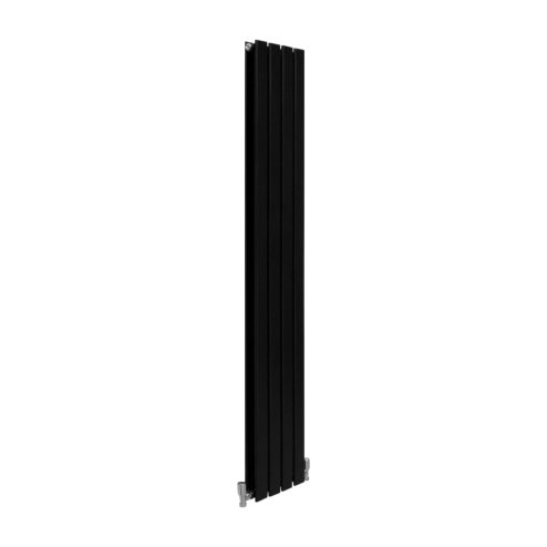 Designer Radiators 160 x 28cm Flat Panel Modern Central Heating Matt Black Vertical Column Double Panel Wall Mounted Slimline Kitchen Living Room Bathroom Commercial Cleaning Brush & Fixing Kit