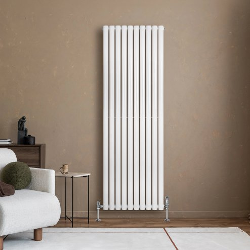 Oval Single Column Radiator - 1800 x 600mm - White