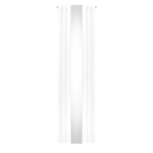 Oval Panel Radiator With Mirror 1800mm x 500mm Modern Designer Double Column Vertical Heater Gloss White Carbon Steel Wall Mounted Kitchen Living Room Cleaning Brush Fixing Kit & Brackets
