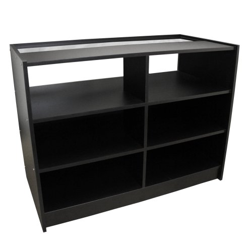 Retail 1/4 Glass Shelf Counter Shop Showcase Display Cabinet Shelves Unit Black B1200