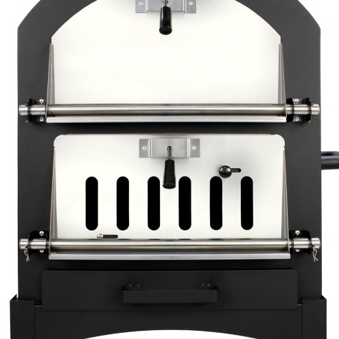 Outdoor Pizza Oven Portable Charcoal BBQ Smoker Pizza Maker Cooker Chimney Vent Temperature Gauge Storage Shelf & Union Jack Bunting 25 Triangle Flags 10m Double Sided FREE Pizza Peel, Stone & Cutter