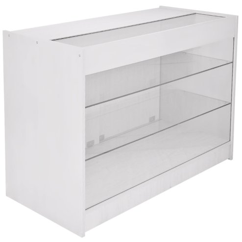 MonsterShop Taurus Retail Display Shop Counters Set & Glass Showcase Cabinet Units, Brilliant White