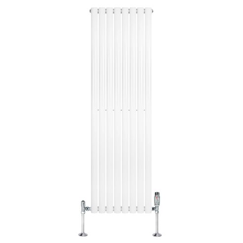 Oval Single Column Radiator & Valves - 1600mm x 480mm - White