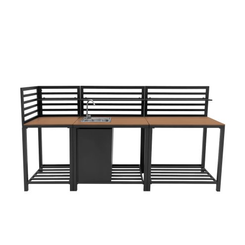 Aluminium & Wood Outdoor 3pc Kitchen Set