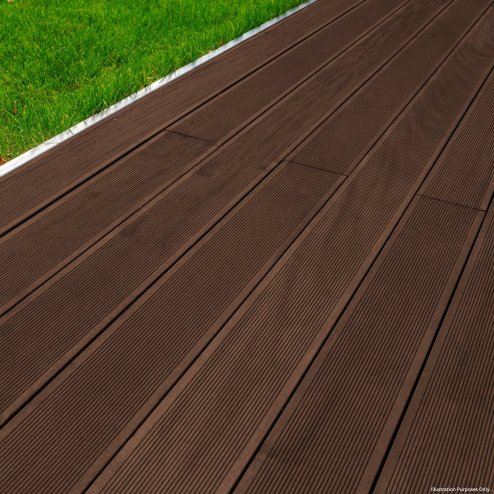 Jardí Composite Decking Boards / 5 Square Metres Conker Brown / Wood Effect WPC Pack Garden Outdoor Patios Terrace Hot Tub Tiles (incl. Fixing Screws &, Clips)