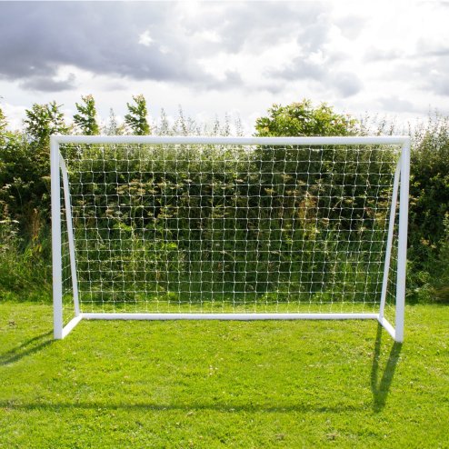 Football Goal Net 12 x 6ft All Weather PVC Goalpost 30ply Knotted Netting 24 Clips Portable Training Practice Indoor Outdoor Quick Slot & Click Assembly 5 Hole Target Sheet Bungee Straps & Carry Bag