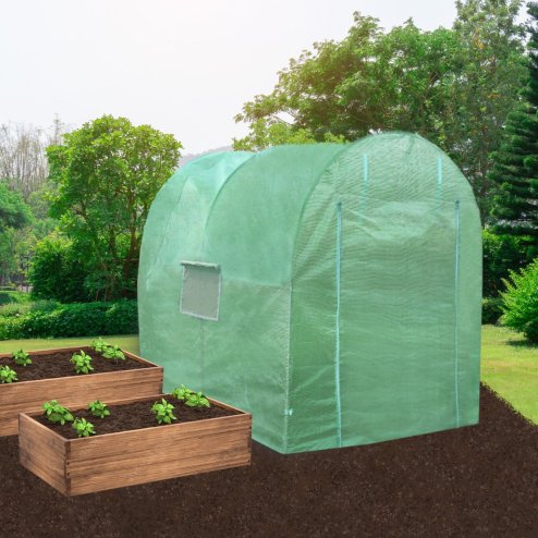 Polytunnel Greenhouse Walk In Galvanised Windows Doors Growhouse PE Cover Gardening Metal Frame Outdoor Garden Tent Vegetable Flower Plant 19mm Diameter | 4 x 2m
