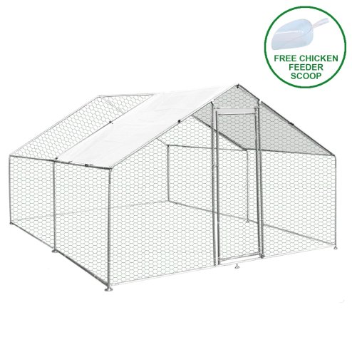 Walk In Chicken Run Cage Coop 3m x 4m x 2m Dog Pen House Kennel Large Metal Enclosure Rabbits Ducks Poultry Roof Cover Shelter Sunshade Pets Outdoor Backyard Farm Animal