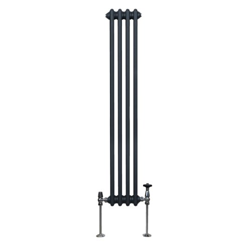 Traditional 3 Column Radiator 1500mm x 202mm Modern Central Heating Heater Matt Anthracite Grey Carbon Steel Vertical Wall Mounted Kitchen Living Room Bathroom Cleaning Brush Fixing Kit & Brackets