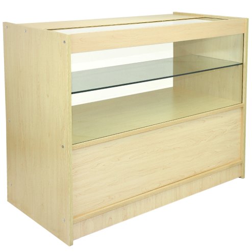 MonsterShop Virgo Shop Counter Cabinets & Retail Display Glass Showcase Set, Maple, Melamine MDF