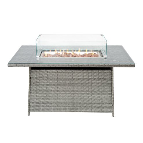 11 Seater Rattan Furniture Set With Firepit - Grey