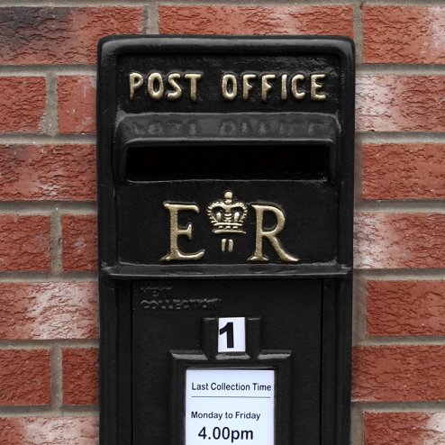 Royal Mail Post Box ER Cast Iron Wall Mounted Wedding Authentic Pillar Replica Lockable Post Office Letter Box Black