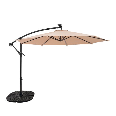 LED Cantilever Parasol 3m With Full Fan Base - Beige