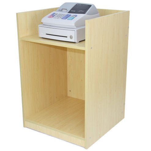 MonsterShop TB60 Reception Cash Till Desk, Maple, 60cm x 90cm x 60cm, Melamine MDF